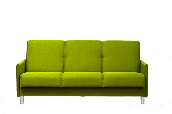 Gelbes Sofa auf weißem Hintergrund isoliert — Stockfoto