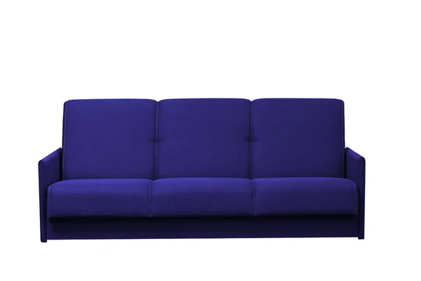 Sofá azul escuro em um fundo branco isolado — Fotografia de Stock