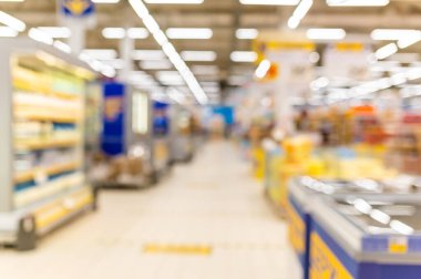 Soyut bulanık süpermarket arkaplanı. satış, alışveriş, tüketim - kavram