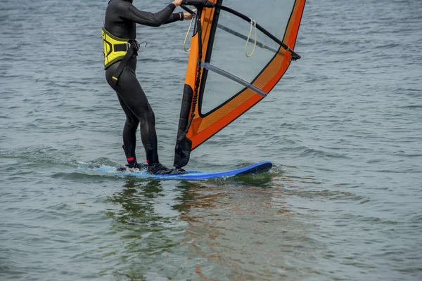 Windsurfing Details Windsurfer Rides Sea — Stockfoto