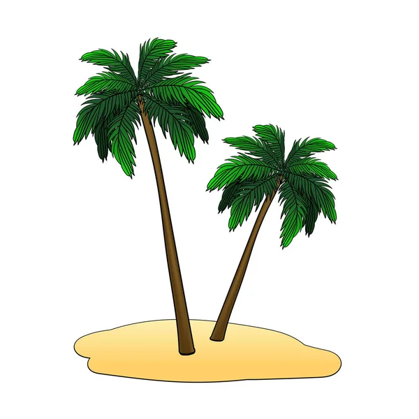 A ilha com palmeiras sobre um fundo branco. ilustração vetorial — Vetor de Stock