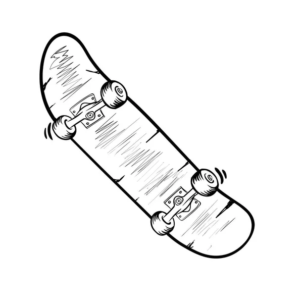 Скейтборд. Иллюстрация векторной плоской контуры на белом фоне . — стоковый вектор