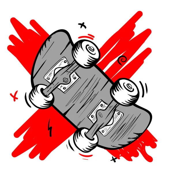 Αυθεντικό λογότυπο σκέιτμπορντ στο κλασικό στυλ. Σκέιτμπορντ βγήκε με κόκκινο χρώμα — Διανυσματικό Αρχείο