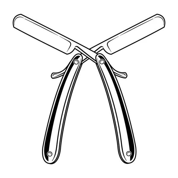 Dwie skrzyżowane Straight Razor na białym tle ilustracji wektor — Wektor stockowy