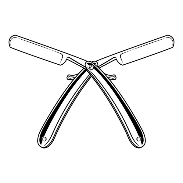 Two crossed Straight razor on a white background vector illustration — Stock Vector