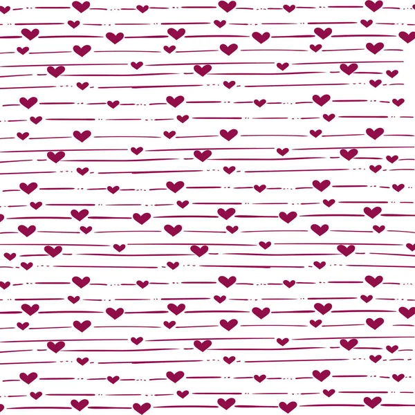 Heart and stripes hand drawn by pattern — Stock Vector