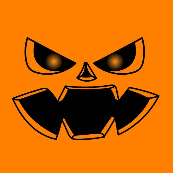 Halloween dynia twarz na pomarańczowym tle, wektor ilustracja — Wektor stockowy