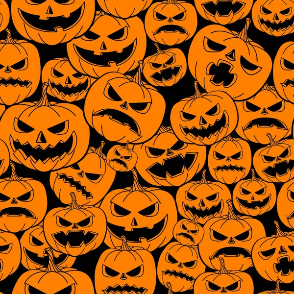 Jack O Latarnia sylwetka tle. Halloween Pumpkin Tapety - ilustracja wektor. śmieszne, przerażające, bezproblemowy wzór dla dzieci — Wektor stockowy