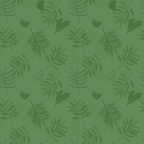 Feuilles de palmier tropicales dessinées à la main, feuilles de jungle motif floral vectoriel sans couture. Idéal pour le textile. Contexte d'été — Image vectorielle