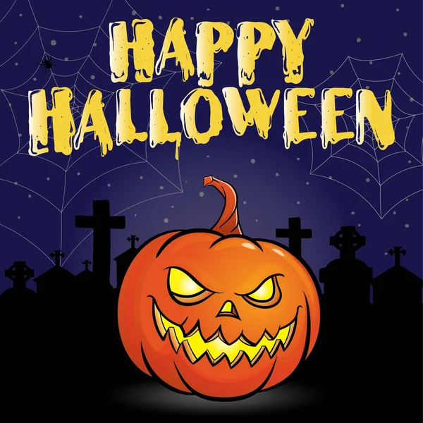 Pumpkin Jack, pocztówka na temat Halloween. Szczęśliwego plakatu Halloween. Ilustracja wektora koloru — Wektor stockowy