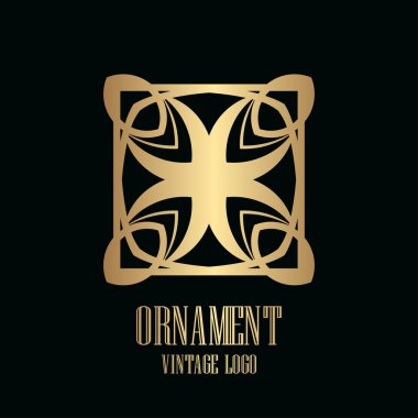 Retro tarzı logo tasarım, lüks vintage geometrik vektör çizim, art deco öğesi