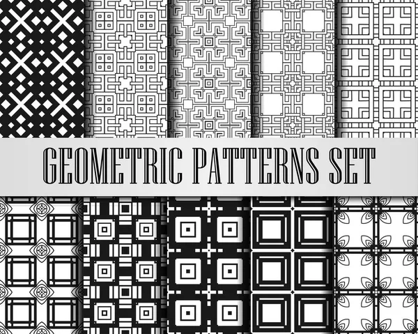 Conjunto de patrones Art Deco. Fondos en blanco y negro. Ventilador escamas ornamentos. Papeles digitales decorativos geométricos. Diseño de línea vectorial. 1920-30 's Motifs. Ilustración vintage de lujo — Vector de stock