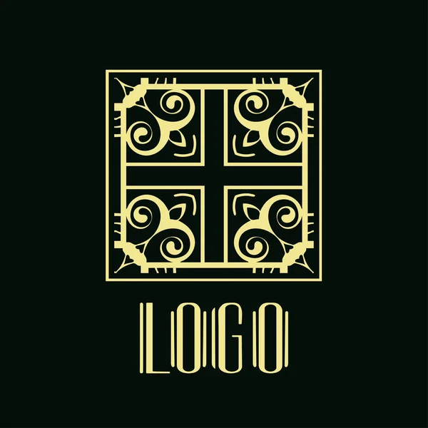 Vintage ornamental retro moderna arte deco logotipo modelo para design — Vetor de Stock