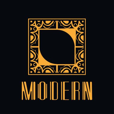 Güzel amblem, modern art deco tarzında şablon logosu için rozet