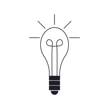 Ampul simgesi, fikir simgesi, aydınlatma tasarım vektörü