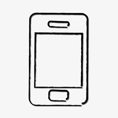 Vektör akıllı telefon ve cep telefonu kavramı doodle hattı tarzı vektör simgesi