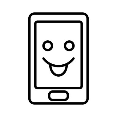 Cep telefonu simge vektör, çizgi resim anahat stili smartphone sembolün, basit doğrusal cep telefonu piktogram beyaz izole