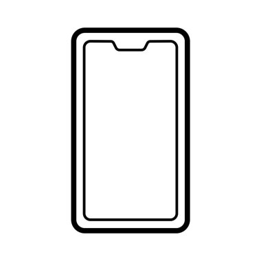 Cep telefonu simge vektör, çizgi resim anahat stili smartphone sembolün, basit doğrusal cep telefonu piktogram beyaz izole