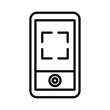 Cep telefonu simge vektör, çizgi resim anahat stili smartphone sembolün, basit doğrusal cep telefonu piktogram beyaz izole