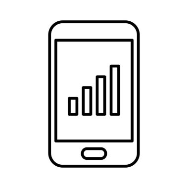 Cep telefonu simge vektör, çizgi resim anahat stili smartphone sembolün, basit doğrusal cep telefonu piktogram beyaz izole