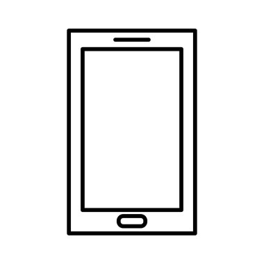 Cep telefonu simge vektör, çizgi resim anahat stili smartphone sembolün, basit doğrusal cep telefonu piktogram beyaz izole