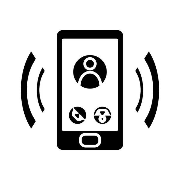 Schwarzes Smartphone, Handy isoliert auf weißem Hintergrund — Stockvektor