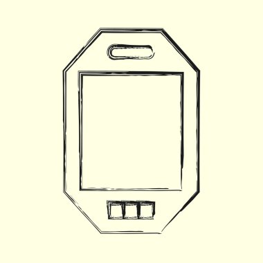 Smartphone line sanat simgesi, anahat tarzı vektör illüstrasyon, basit cep telefonu. Elle çizilmiş çizim