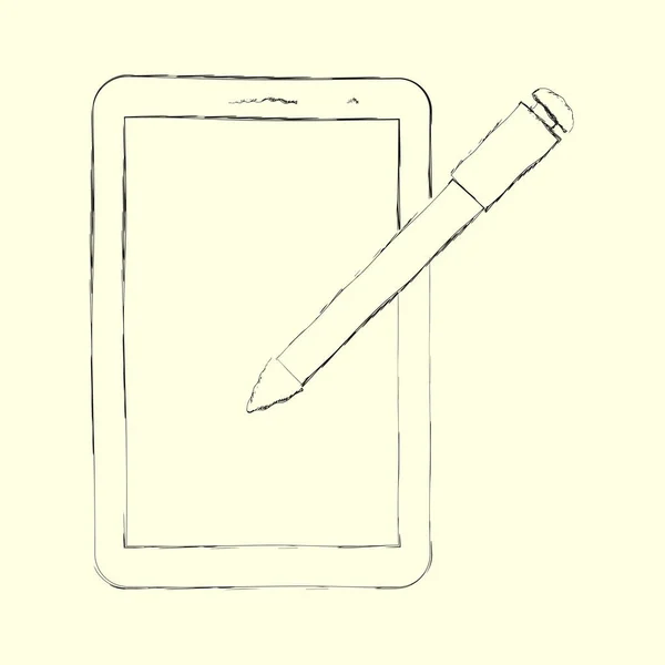 Icono de arte de línea de teléfono inteligente, esbozar ilustración de vectores de estilo, teléfono móvil simple. Bosquejo dibujado a mano — Vector de stock