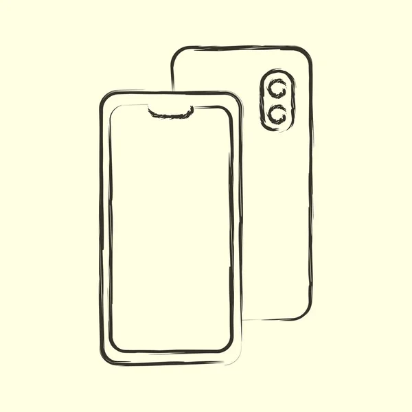 Téléphone portable intelligent. Illustration de croquis en vecteur — Image vectorielle