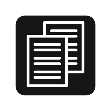 Belge Simgesi vektörü. Basit düz sembol. Siyah piktogram illüstrasyon