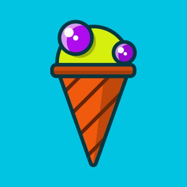 Mavi arka planda dondurma renkli düz simge