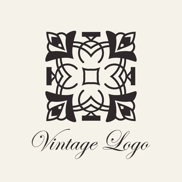 Modelo ornamental vintage para design de logotipo. Floresce caligráfico elegante sinal retrô real — Vetor de Stock