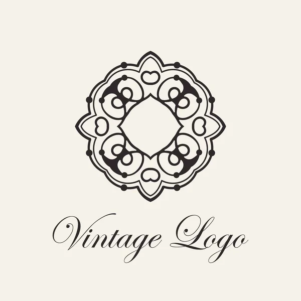 Modelo ornamental vintage para design de logotipo. Floresce caligráfico elegante sinal retrô real — Vetor de Stock