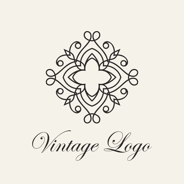 Винтажный декоративный шаблон для оформления логотипа. Расцветает каллиграфический элегантный ретро-королевский знак — стоковый вектор