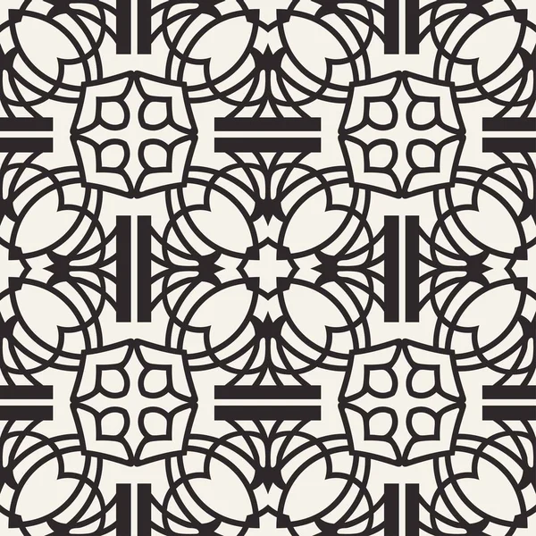 Seamless geometric pattern. Black and white ornamental background. Endless repeating ornate modern art deco texture for wallpaper, packaging, banners, invitations, business cards, fabric prints — Stock Vector