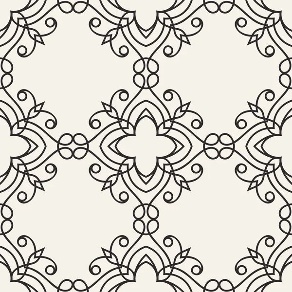 Patrón geométrico sin costuras. Fondo ornamental blanco y negro. Textura art deco moderna ornamentada repetida sin fin para papel pintado, embalaje, pancartas, invitaciones, tarjetas de visita, estampados de tela — Vector de stock