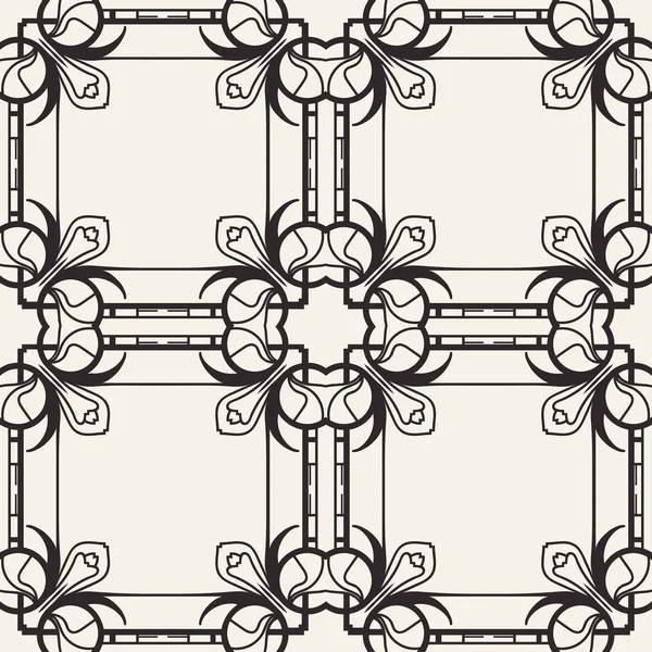 Motivo geometrico senza cuciture. Fondo ornamentale bianco e nero. Infinita texture art deco moderna decorata ripetuta per carta da parati, packaging, banner, inviti, biglietti da visita, stampe su tessuto — Vettoriale Stock