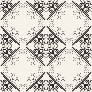 Dikişsiz geometrik desen. Siyah ve beyaz süs arka plan. Duvar kağıdı, ambalaj, afiş, davetiye, kartvizit, kumaş baskılar için sonsuz yinelenen süslü modern art deco doku