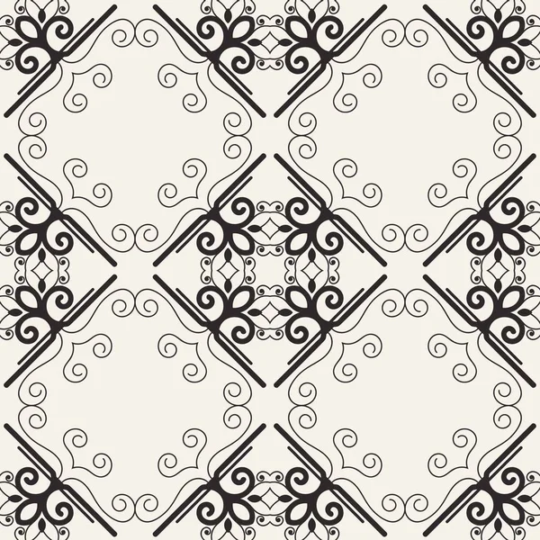 Motivo geometrico senza cuciture. Fondo ornamentale bianco e nero. Infinita texture art deco moderna decorata ripetuta per carta da parati, packaging, banner, inviti, biglietti da visita, stampe su tessuto — Vettoriale Stock