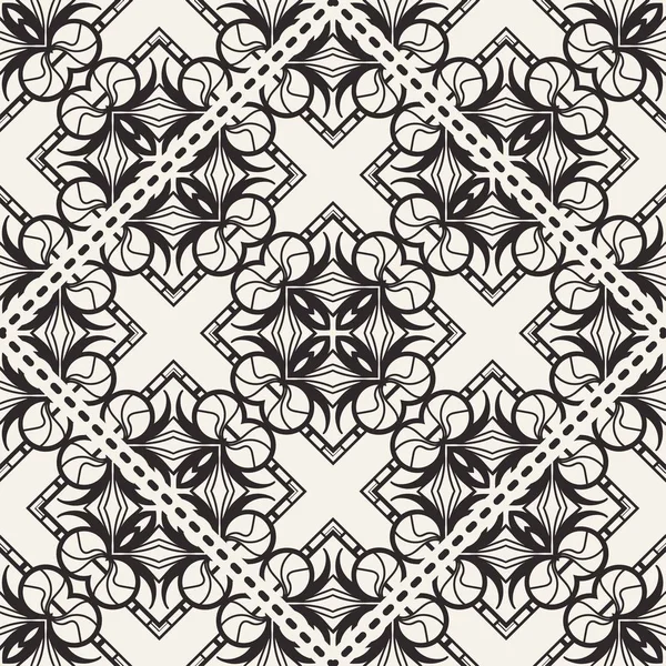 Czarno-biały ozdobne bezszwowe wzór. Zabytkowe retro ozdobny nowoczesny art deco tło. Świetnie nadaje się do tkanin i tekstyliów, tapet, opakowań lub wszelkich pożądanych pomysłów — Wektor stockowy