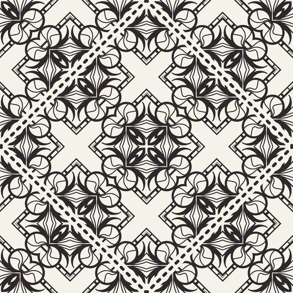 Black and white ornamental seamless pattern. Vintage retro ornate modern art deco background. Great for fabric and textile, wallpaper, packaging or any desired idea — Stock Vector