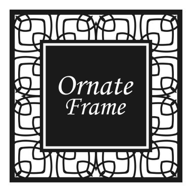 Vintage flourishes süs döner çizgiler çerçeve şablon vektör illüstrasyon. Tebrik kartları, düğün davetiyeleri, reklam veya diğer tasarım ve metin için yer için Viktorya sınırları.