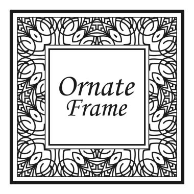 Vintage flourishes süs döner çizgiler çerçeve şablon vektör illüstrasyon. Tebrik kartları, düğün davetiyeleri, reklam veya diğer tasarım ve metin için yer için Viktorya sınırları.