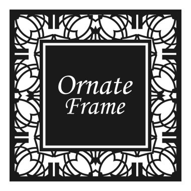 Vintage flourishes süs döner çizgiler çerçeve şablon vektör illüstrasyon. Tebrik kartları, düğün davetiyeleri, reklam veya diğer tasarım ve metin için yer için Viktorya sınırları.