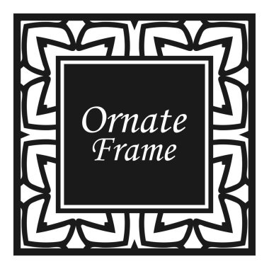 Vintage flourishes süs döner çizgiler çerçeve şablon vektör illüstrasyon. Tebrik kartları, düğün davetiyeleri, reklam veya diğer tasarım ve metin için yer için Viktorya sınırları.