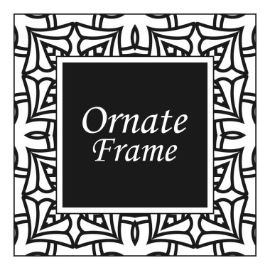 Vintage flourishes süs döner çizgiler çerçeve şablon vektör illüstrasyon. Tebrik kartları, düğün davetiyeleri, reklam veya diğer tasarım ve metin için yer için Viktorya sınırları.