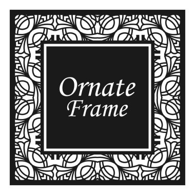 Vintage flourishes süs döner çizgiler çerçeve şablon vektör illüstrasyon. Tebrik kartları, düğün davetiyeleri, reklam veya diğer tasarım ve metin için yer için Viktorya sınırları.