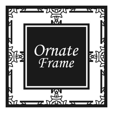 Vintage flourishes süs döner çizgiler çerçeve şablon vektör illüstrasyon. Tebrik kartları, düğün davetiyeleri, reklam veya diğer tasarım ve metin için yer için Viktorya sınırları.