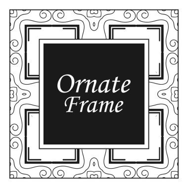 Vintage flourishes süs döner çizgiler çerçeve şablon vektör illüstrasyon. Tebrik kartları, düğün davetiyeleri, reklam veya diğer tasarım ve metin için yer için Viktorya sınırları.