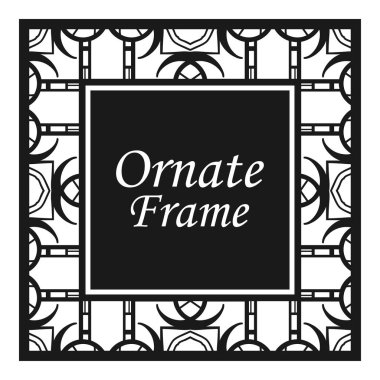 Vintage flourishes süs döner çizgiler çerçeve şablon vektör illüstrasyon. Tebrik kartları, düğün davetiyeleri, reklam veya diğer tasarım ve metin için yer için Viktorya sınırları.